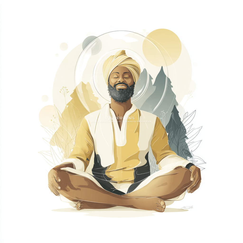 Illustration eines meditierenden Yogis als Symbol für innere Gelassenheit und den Anker im Wandel – inspiriert durch Vedanta-Philosophie